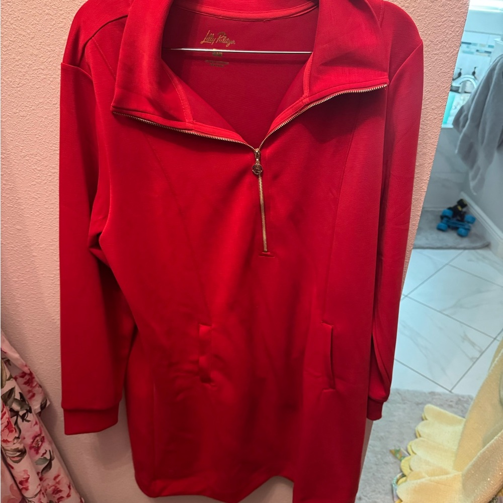 Lilly Pulitzer Red Half-Zip Pullover Dress